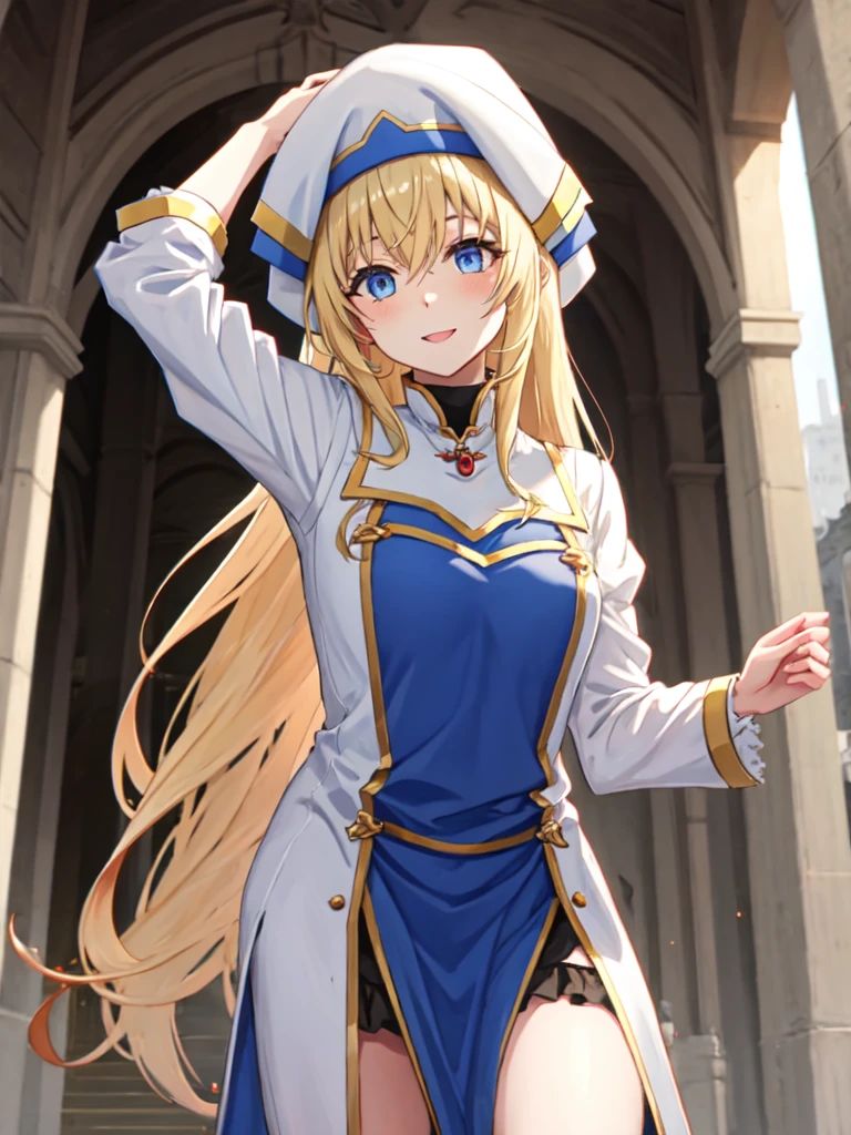 <lora:Priestess:1> priestess \(goblin slayer\), blonde hair, long hair, blue eyes