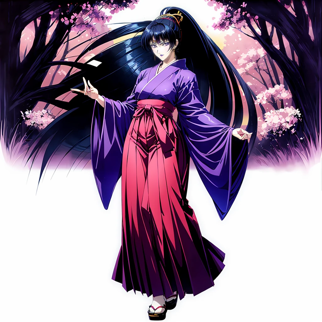<lora:Karla002:0.7>,<lora:add_detail:1>,<lora:boldline:-0.3>,<lora:noline:0.3>,
Karla,1girl,
ponytail,black hair,purple eyes,purple lips,
full body,miko,red hakama,cherry blossom,nature,