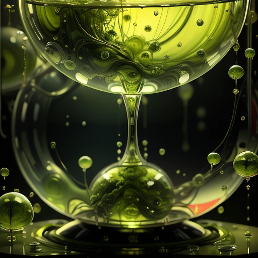no humans, green theme, bubble, still life, blurry, green background, air bubble <lora:algae:1>