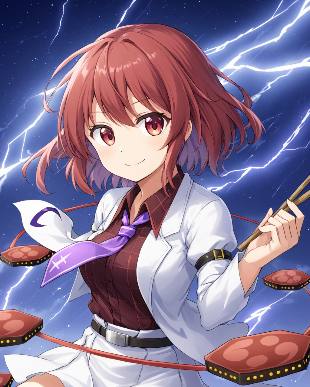 horikawa raiko,1girl, drumsticks, drum, solo, purple_necktie, skirt, tomoe_\(symbol\), smile, mitsudomoe_\(shape\), jacket, shirt, lightning, belt
<lora:horikawa_raiko_image1301_2023-12-20:1>,star-shaped_pupils,symbol-shaped_pupils,. gorgeous,key visual, vibrant, studio anime,award-winning, professional, highly detailed,high budget, cinemascope