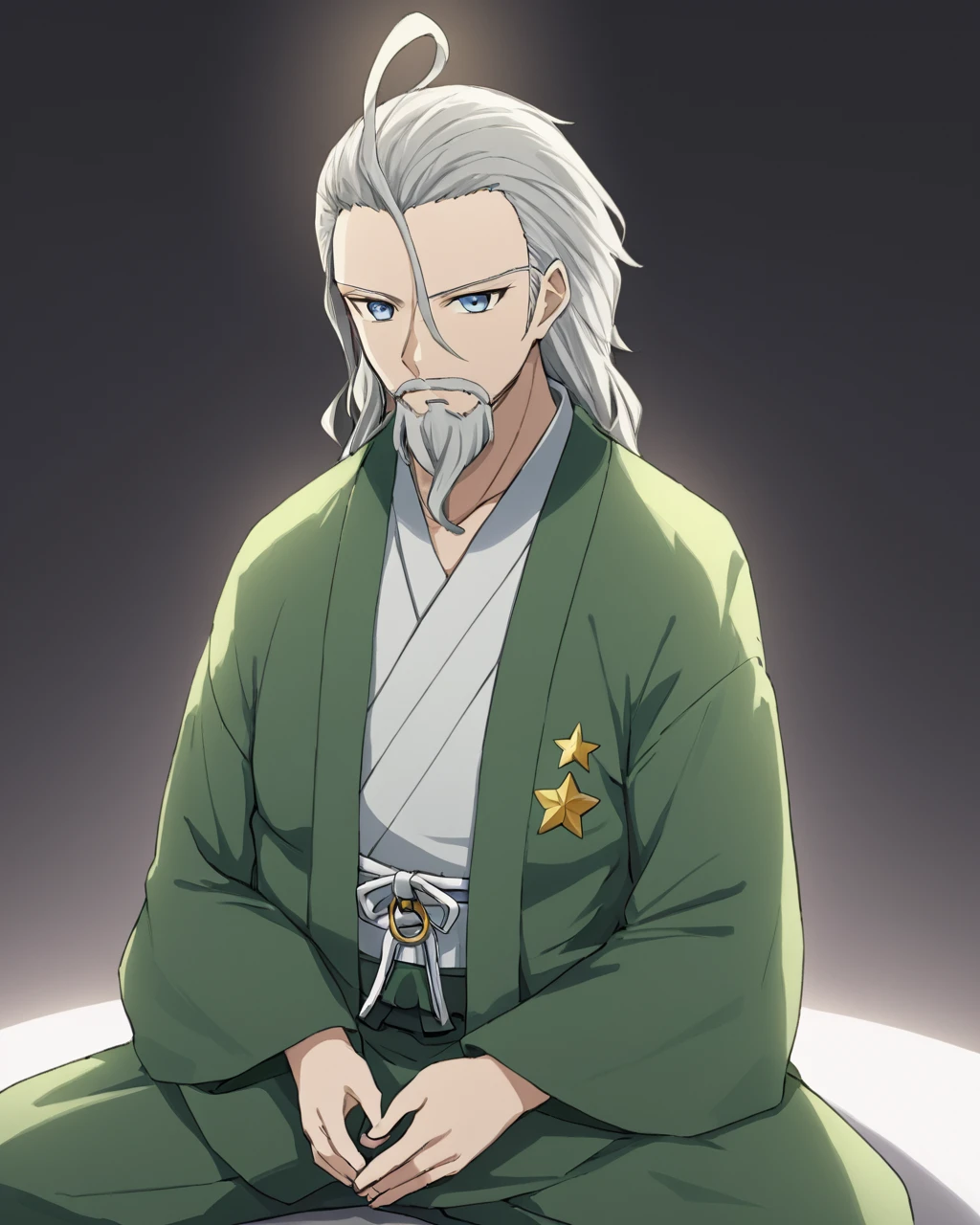 konpaku youki,1boy, beard, male_focus, sitting, solo, old_man, white_background, kimono
<lora:konpaku_youki_image42_2023-12-14-000048:1>,star-shaped_pupils,symbol-shaped_pupils,. gorgeous,key visual, vibrant, studio anime,award-winning, professional, highly detailed,high budget, cinemascope