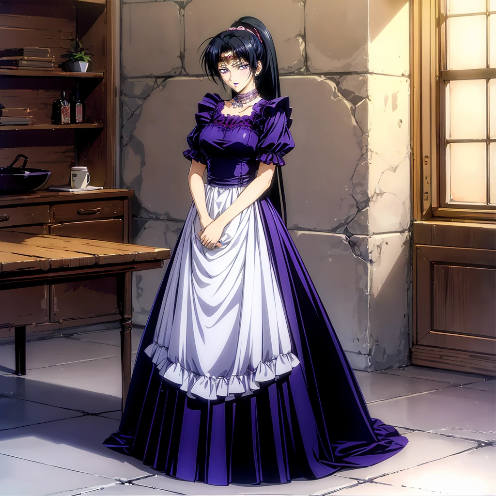 <lora:Karla002:0.7>,<lora:add_detail:1>,<lora:boldline:-0.3>,<lora:noline:0.3>,
Karla,1girl,
ponytail,black hair,purple eyes,purple lips,
full body,maid,