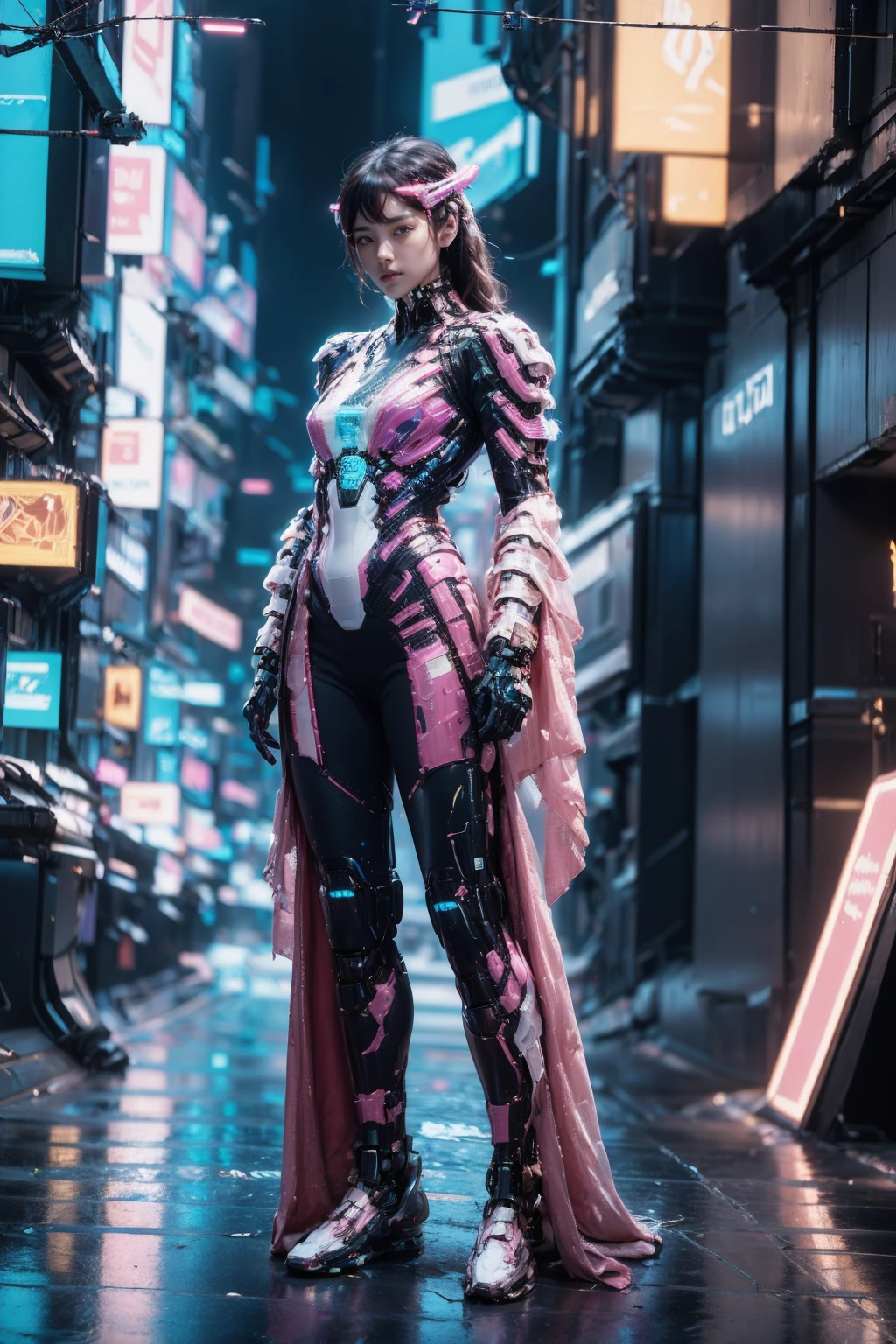 (best quality:1.4),(masterpiece:1.4),1girl,close up,chinese clothes,robe,(cyberpunk:1.6),<lora:CyberChineseClothes_A:0.9>,(arms at sides:1.4),