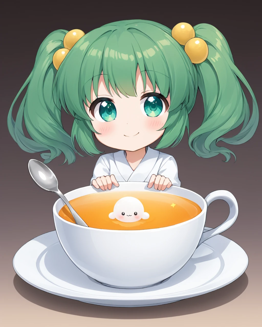 kisume,1girl, solo, hair_bobbles, sugar_cube, twintails, spoon, in_cup, smile, teacup, gradient, gradient_background, minigirl, blush, looking_at_viewer, long_sleeves
<lora:kisume_image1289_2023-12-17:1>,star-shaped_pupils,symbol-shaped_pupils,. gorgeous,key visual, vibrant, studio anime,award-winning, professional, highly detailed,high budget, cinemascope