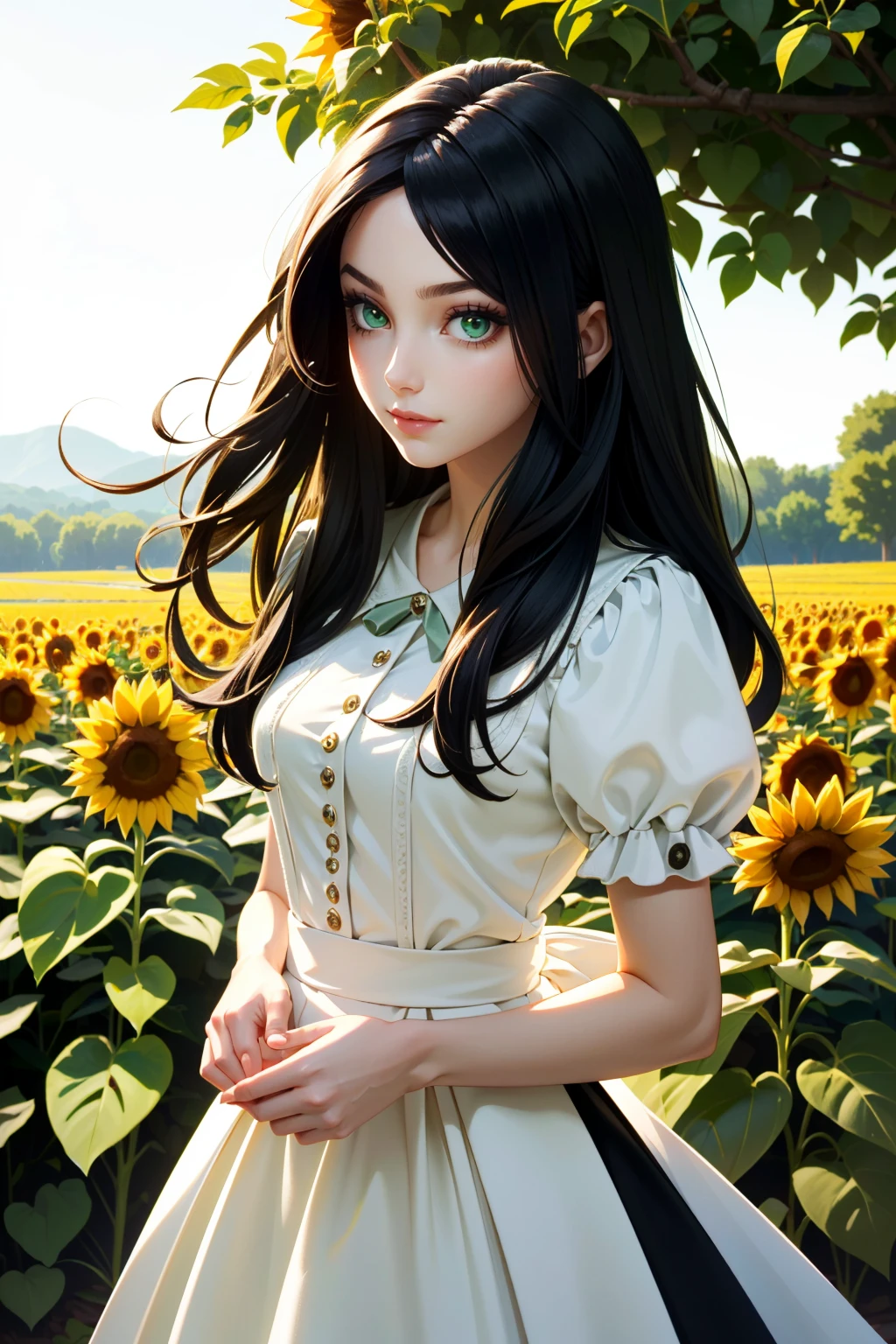 ((ultra detailed, masterpiece, best quality))
<lora:AliceMadness:0.8>
AliceMadness, 1girl, solo, long hair, black hair, green eyes, cowboy shot, sunflower field, morning, soft and warm light illuminating the cheerful blooms