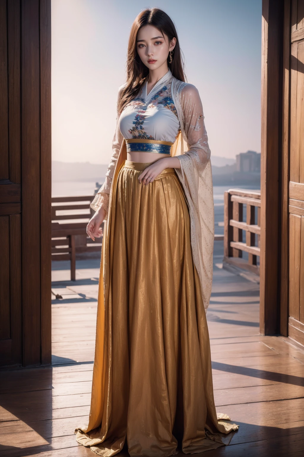 (best quality:1.4),(masterpiece:1.4),(photorealistic:1.4),(Realistic:1.2),(ultra high res, raw photo:1.4),(hdr, hyperdetailed:1.2),(8K:1.2),1girl,chinese clothes,(long skirt:1.4),looking at viewer,solo,standing,full body,<lora:CyberChineseClothes_B:0.8>,(cyberpunk:0),