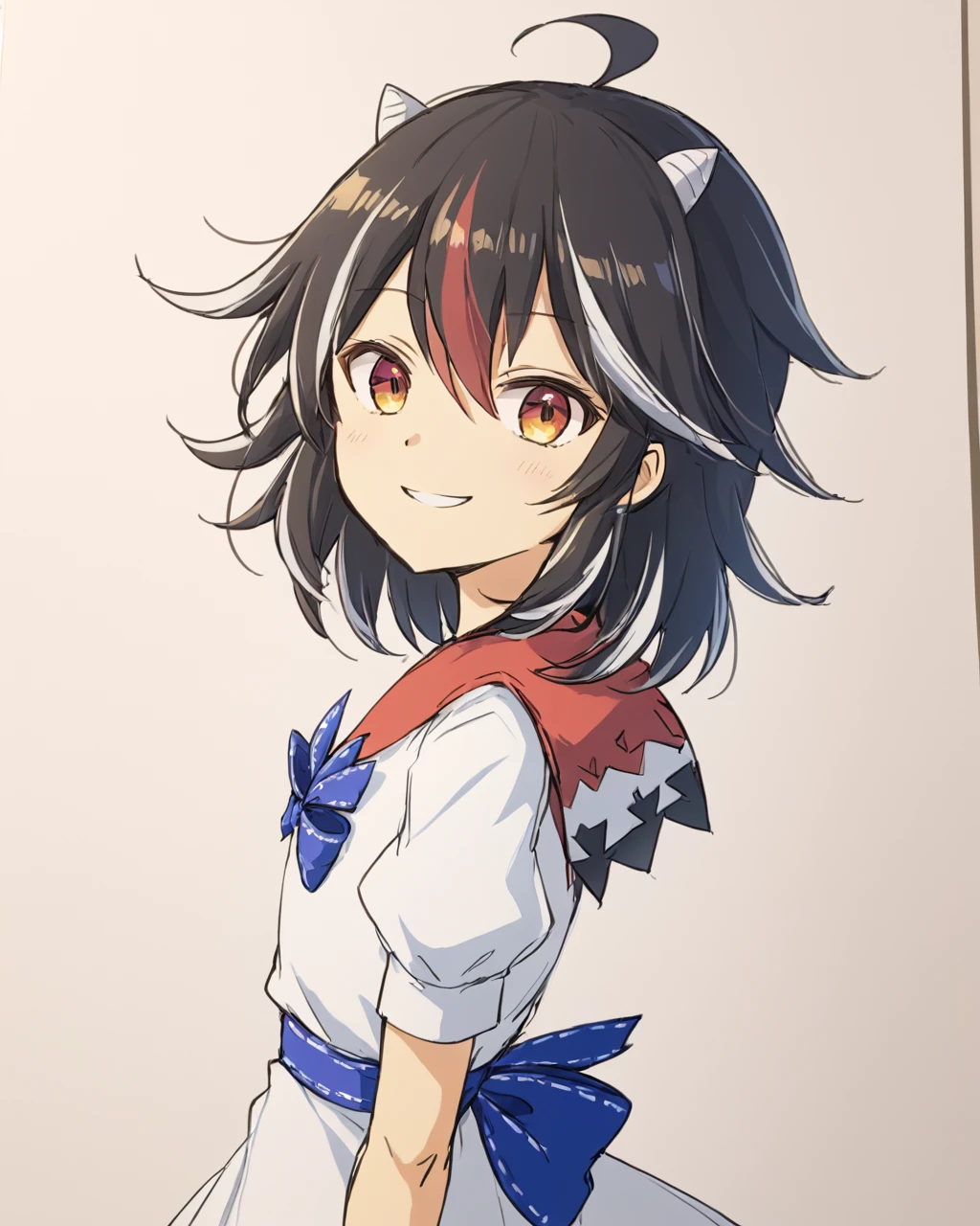 kijin seija,1girl, solo, horns, dress, white_background, bow, puffy_short_sleeves, simple_background, sketch, grin
<lora:kijin_seija_image4523_2023-12-20-000008:1>,star-shaped_pupils,symbol-shaped_pupils,. gorgeous,key visual, vibrant, studio anime,award-winning, professional, highly detailed,high budget, cinemascope