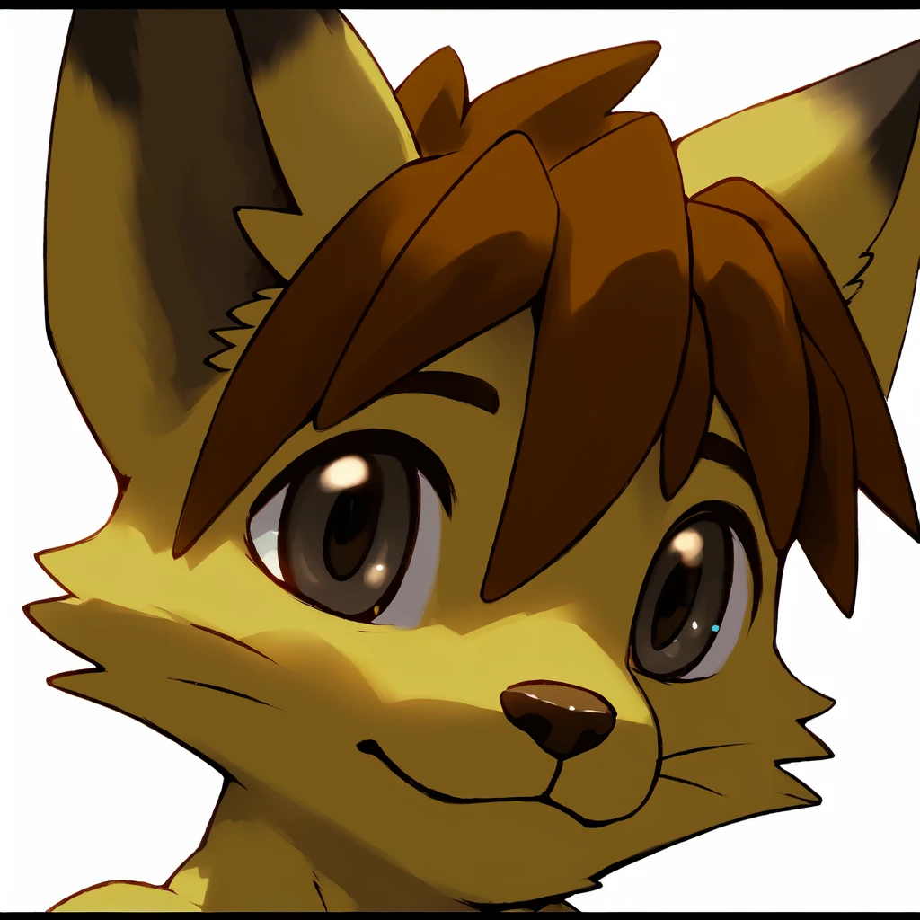 waffletc, 1boy, solo, realistic, depth of field, ((straight-on)), portrait, (close-up, head only:1.2), looking at viewer, (detailed eyes:1.3), closed mouth, :3, furry male, dog boy, animal nose, animal ears, grey eyes, body fur, whiskers, brown hair, (masterpiece, best quality:1.3), (detailed fur:1.3), (white background, black border:1.5), 8k, hdr <lora:waffleTC:1>