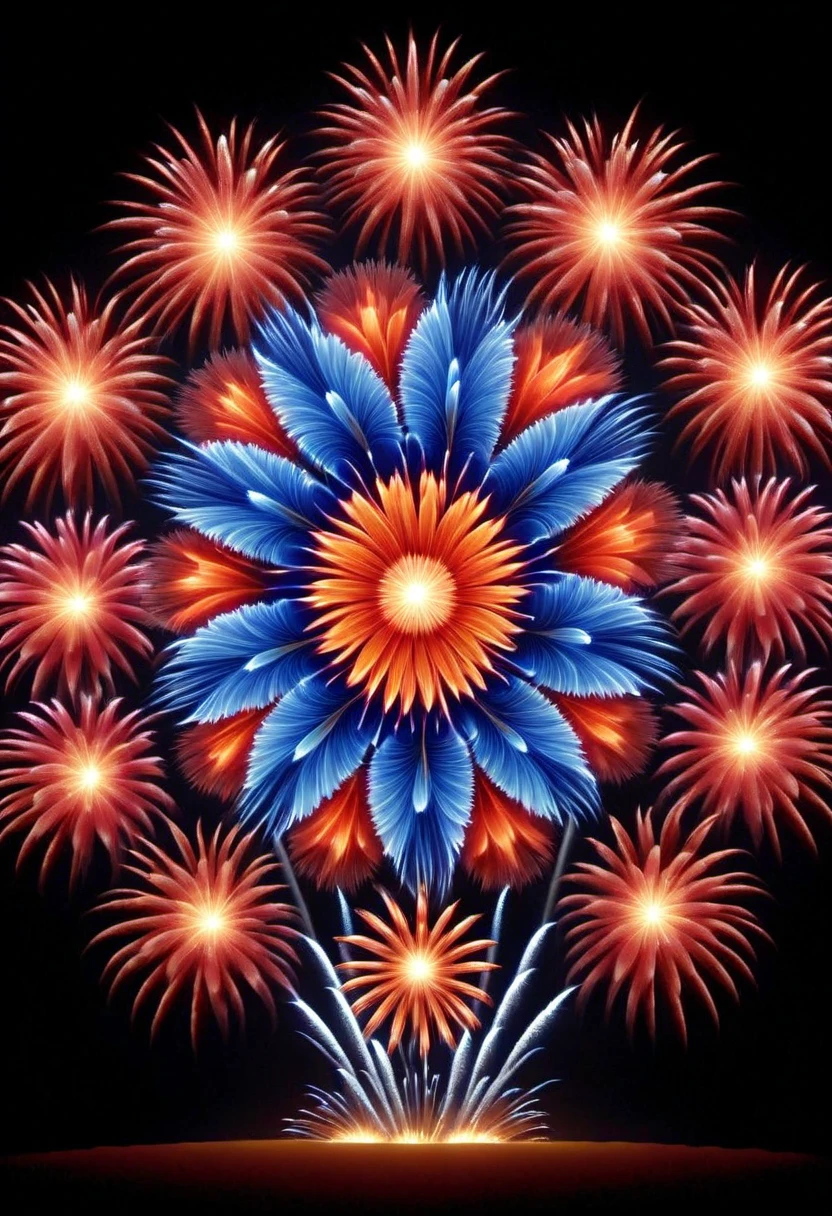 fireworkart, flower made of fireworks