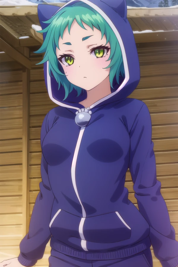 yayafushiguro, <lora:yaya fushiguro s1-lora-nochekaiser:1>,
yaya fushiguro, short hair, (green eyes:1.3), green hair,
BREAK long sleeves, hood, hoodie, animal hood, track suit, cat hood,
BREAK outdoors, onsen, hot spring,
BREAK looking at viewer, (cowboy shot:1.5),
BREAK <lyco:GoodHands-beta2:1>, (masterpiece:1.2), best quality, high resolution, unity 8k wallpaper, (illustration:0.8), (beautiful detailed eyes:1.6), extremely detailed face, perfect lighting, extremely detailed CG, (perfect hands, perfect anatomy),