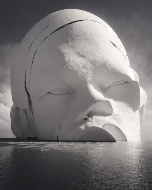 inem,light and shade,buildings,monochrome,white,(Big Dumb Object:1.1),(giant sculpture:1.3),<lora:BDO-B:1>,