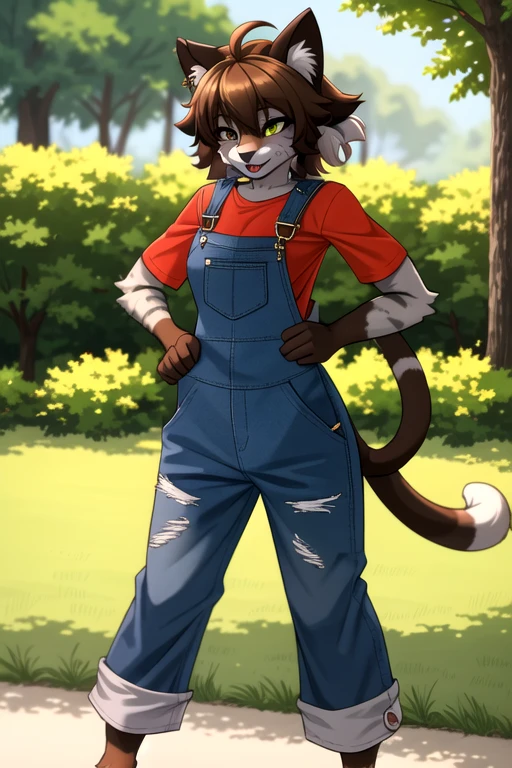 <lora:CatgirlLoraV5:1> catgirl, overalls, fur, covered in fur