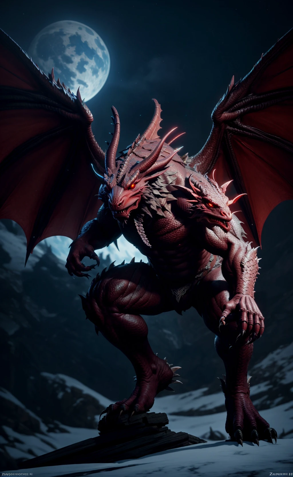 a dragon with large wings and a large head, concept art by senior character artist, zbrush central, photorealism, menacing. unreal 5, unreal engine 5 , unreal engine 5 renderered