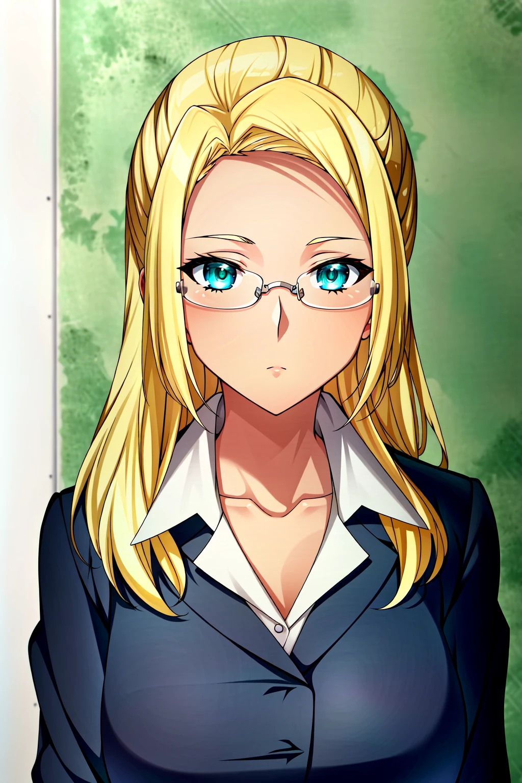 (extremely detailed CG unity 4k wallpaper),(masterpiece),(best quality),(ultra-detailed),(best illustration),(best shadow),(absurdres),(detailed background), <lora:OGT_Ashe-v2:0.8> Ashe, 1girl, solo, blonde hair, glasses, dark skin, long hair, dark-skinned female, looking at viewer, closed mouth, standing, upper body, breasts, green eyes