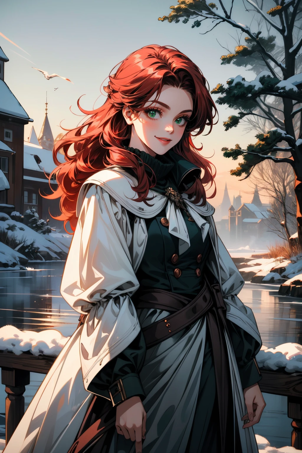 ((ultra detailed, masterpiece, best quality))
<lora:ACUElise:0.9>
ACUElise, 1girl, solo, red hair, green eyes, in a winter wonderland, cowboy shot, winter clothing, smile
