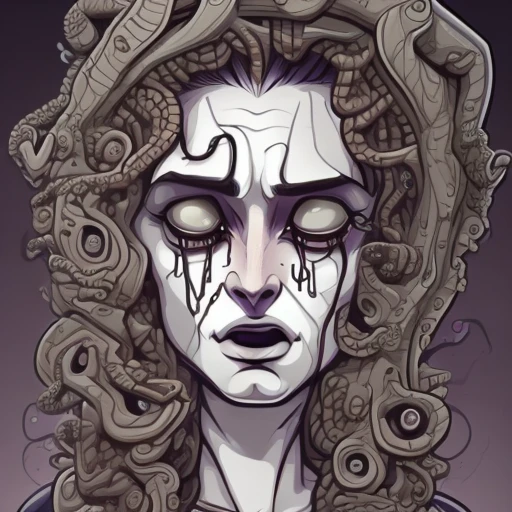 evang, a crying medusa, extremely detailed, Concept Art, trending on Artstation