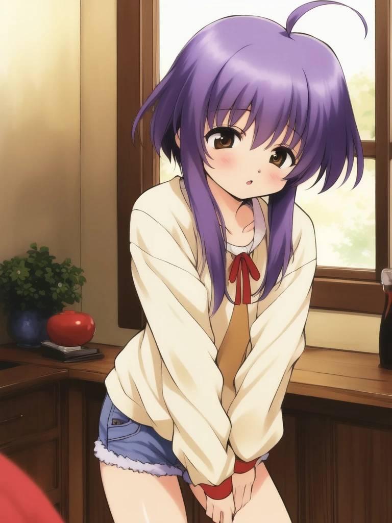 <lora:Yuichi:0.8> 	Yuichi, 1boy, soro, purple hair, brown eyes, short hair, bangs, ahoge,  otoko_no_ko, sidelocks, long locks, cowboy Shot,
home in the room,
masterpiece, high quality, very_high_resolution, large_filesize, full color,