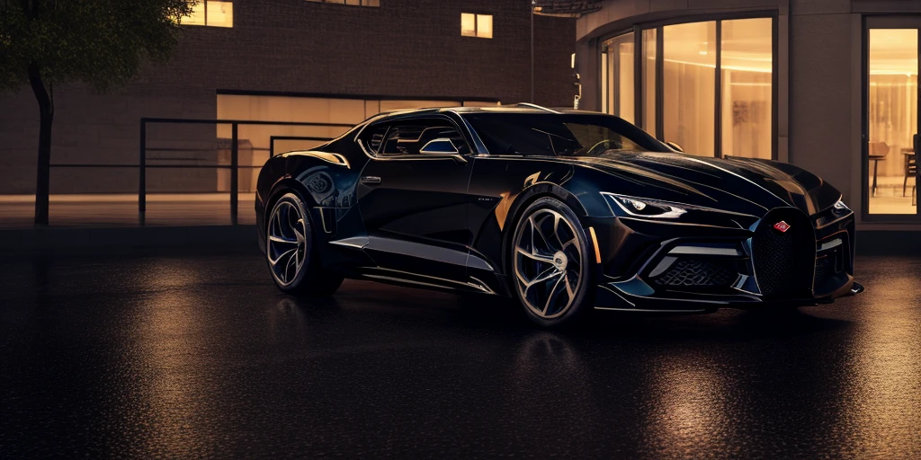 Bugatti La Voiture Noire,masterpiece, Bugatti,highly detailed photorealistic 8k raw photo,Rainy night, night,bright tones,real light and shadow,best cinematic quality, volumetric lighting and shadows, the front of the car has a Camaro logo,1girl driving car, sprktt,cutting-edge design, showcasing sleek lines, advanced features, innovation, futuristic cityscape, high-tech laboratory, futuristic cityscape background, Full shot, shiny and reflective bodywork ,8k <<lora:Bugatti La Voiture Noire:0.7>