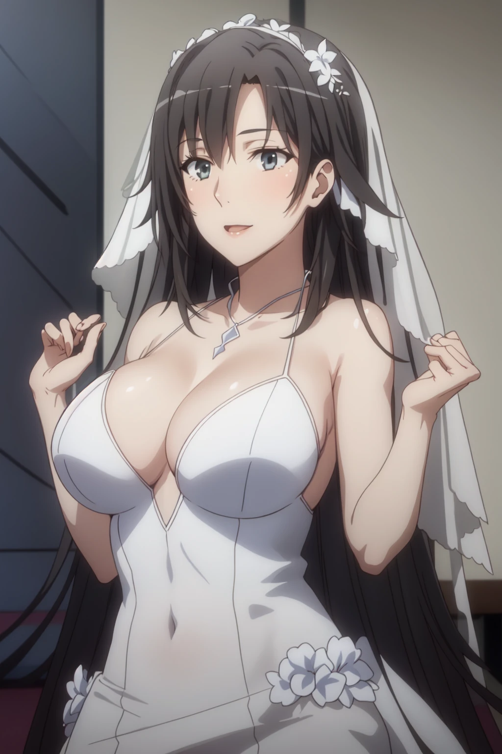 masterpiece,best quality,best quality,Amazing,<lora:shizukasimple2-000029:0.8>,shizukasensei,1girl,large breasts,wedding dress, bride