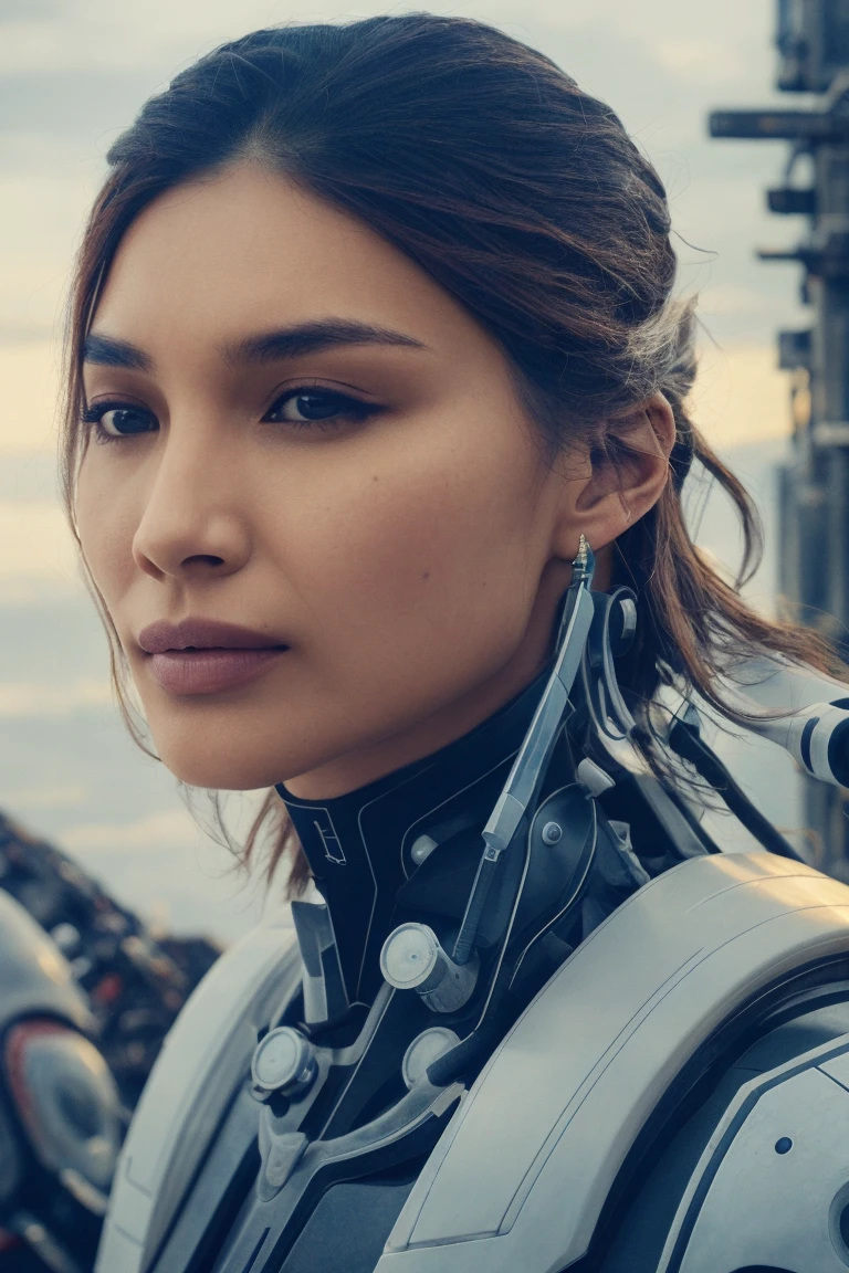headshot, (futuristic science fiction:1.25), woman with mechanical body parts, cyberpunk, soft colors, masterpiece, high quality, (high detailed skin:1.1)
<lora:gemma_chan_lora_v01:1> gchan