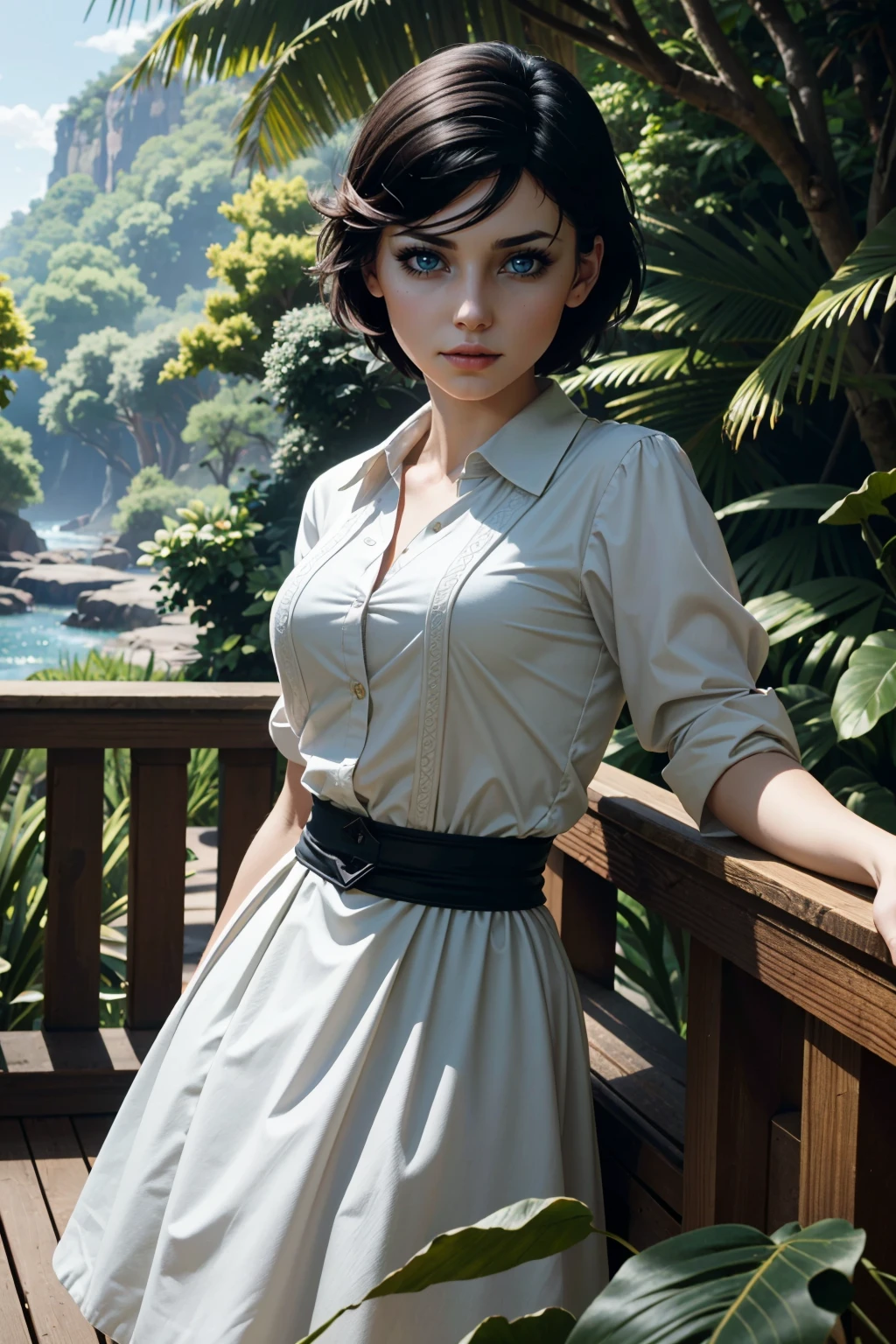 ((ultra detailed, masterpiece, best quality))
<lora:BioshockElizabeth:0.9>
BioshockElizabeth, 1girl, blue eyes, short hair, in lush jungle with flowers