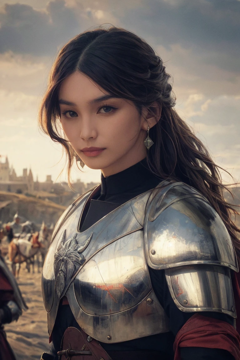 headshot, (medieval era:1.25), princess warrior, metal armor, fierce, battlefield, soft colors, masterpiece, high quality, (high detailed skin:1.1)
<lora:gemma_chan_lora_v01:1> gchan