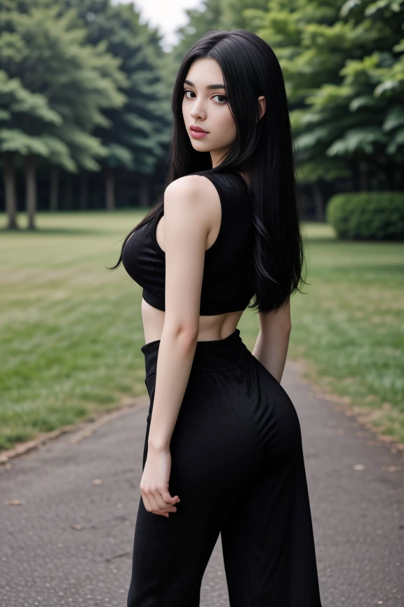1woman, black hair, center parted long hair, realistic, masterpiece, high detailed skin, wearing random dress, looking at viewer, outdoor view, solo, full body shot
<lora:Velvet_Crop_Top_Leggings_By_Stable_Yogi:0.8> velvet black crop-top, leggings