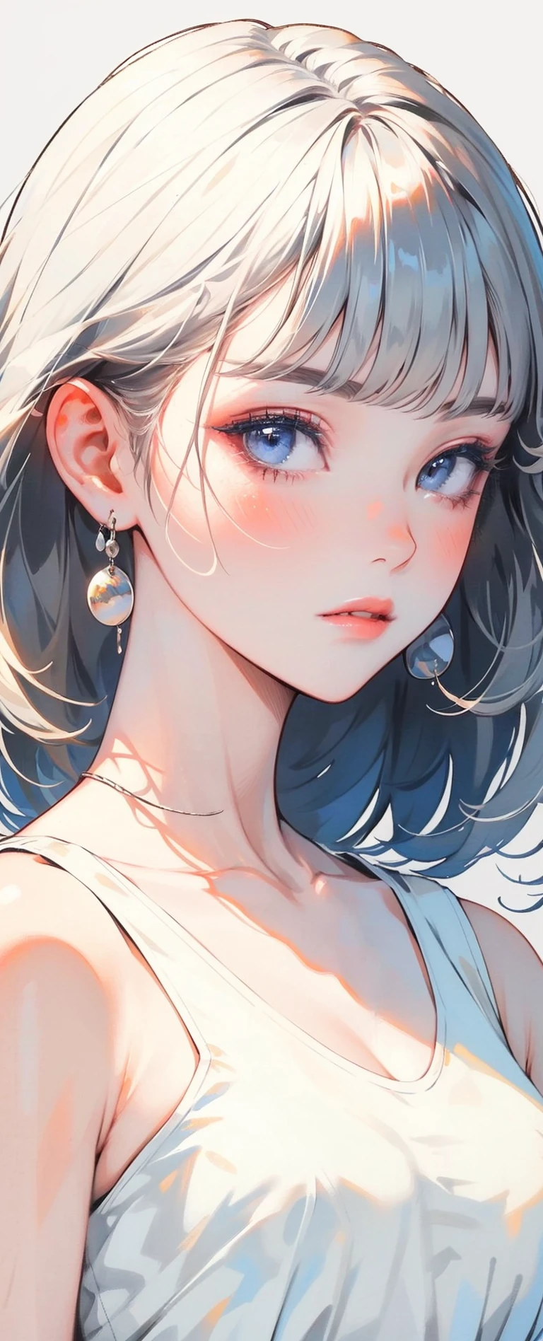 Masterpiece,best quality,extremely clear 8K wallpaper,high quality,
solo,1girl,
minimalist,illustration,<lora:Minimalist:0.9>,portrait,silver hair,swimsuit,lightblue,bangs,makeup,, masterpiece, best quality,