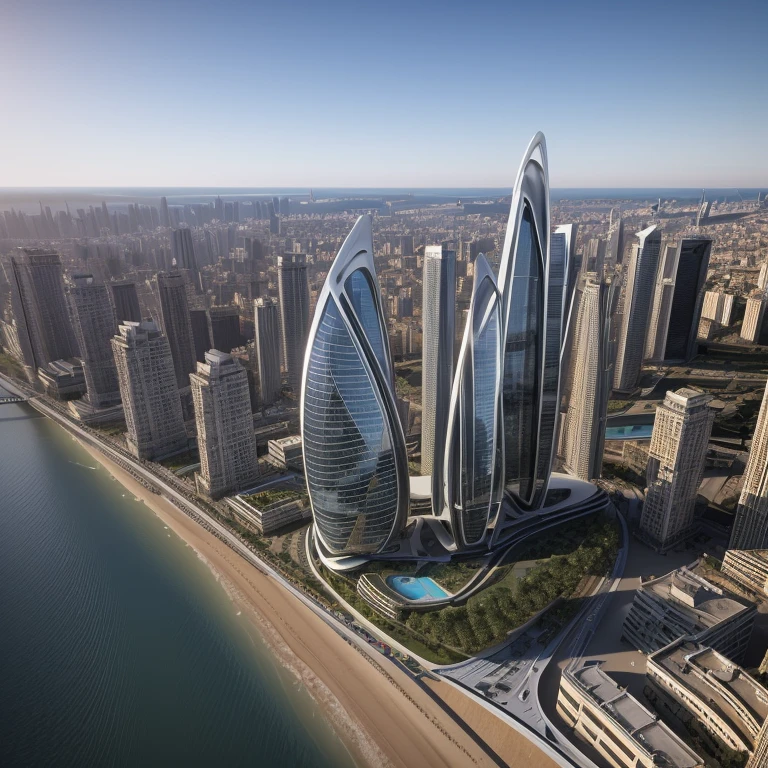 professional 3d model Zaha Hadid surrealist hotel in the City, a beautiful city, volumetric light detailed,river,sunlight
. octane render, highly detailed, volumetric, dramatic lighting