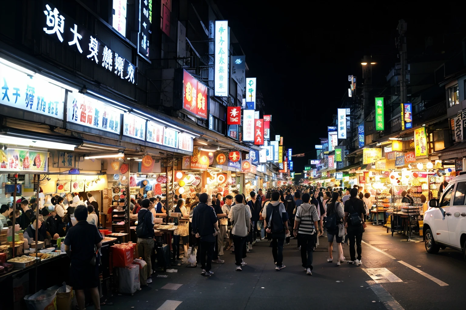 no humans,night,dark,<lora:Shijing Night Market_v1:0.7>, ruanyi050,, (masterpiece:1.2), best quality, highres,extremely detailed CG,perfect lighting,8k wallpaper,photograph, photorealistic,