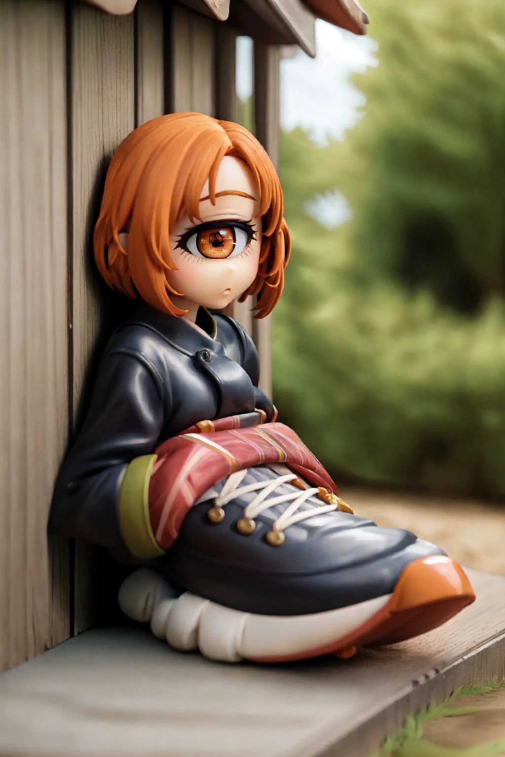 solo, 1girl, (cyclops:1.1), curious, orange hair, light grey eyes, bob, outdoors, nature <lora:Erofigurine_style_v04:0.9> <lora:monstergirl_cpt_v05.09:1>