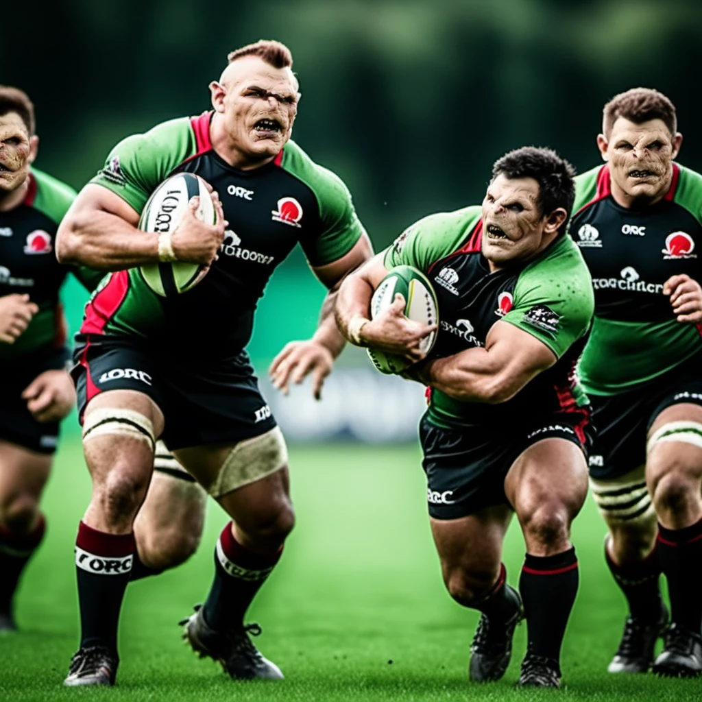 Orc1024, an orc rugby team, playing rugby, highly detailed, photography, ultra sharp, film, bokeh, professional, 64k <lora:Orc1024:0.8>