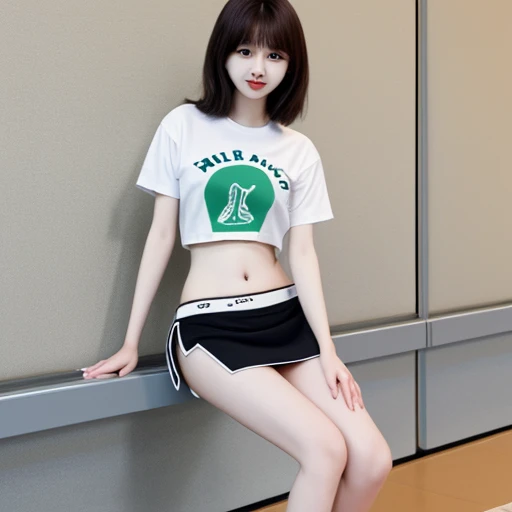 one wearing a navel shirt and a mini skirt,jorouyome-chan,<lora:aki:1>,
