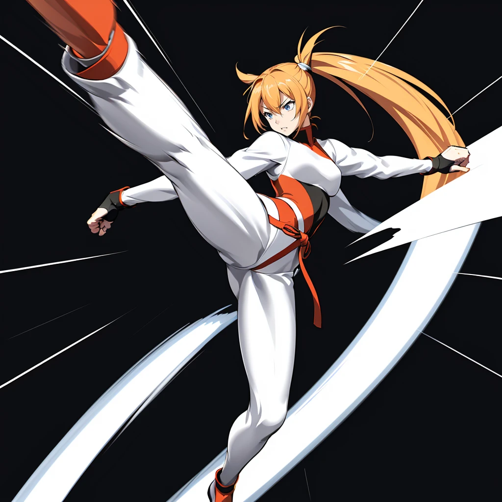 <lora:high_kick003:0.4>,solo,(high kick:1.4),(motion blur:1.3),(speed line:1.3),fighting stance,
1girl,