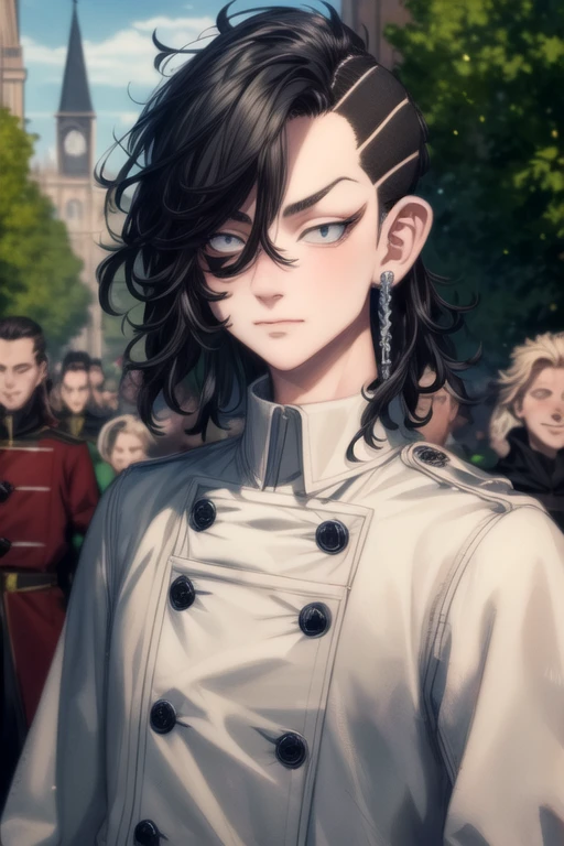 (best quality:1.1), (masterpiece:1.4), sketch, looking at viewer, upper body, depth of field, ligne claire, , 1boy, solo, male focus, <lora:hajime_kokonoi:0.98>, hajime_kokonoi, black hair, black eyes, short hair, bangs, irish costume, Narnia: A land of talking animals and magical creatures, ruled by Aslan the lion, 8k resolution