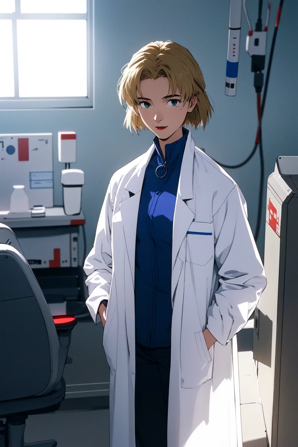 (RAW photo, best quality), wide angle photo, masterpiece, 1girl,  natural lighting
hospital, labcoat,
ritsuko akagi,  <lora:evangelion_ritsuko_akagi_v2_2:1>