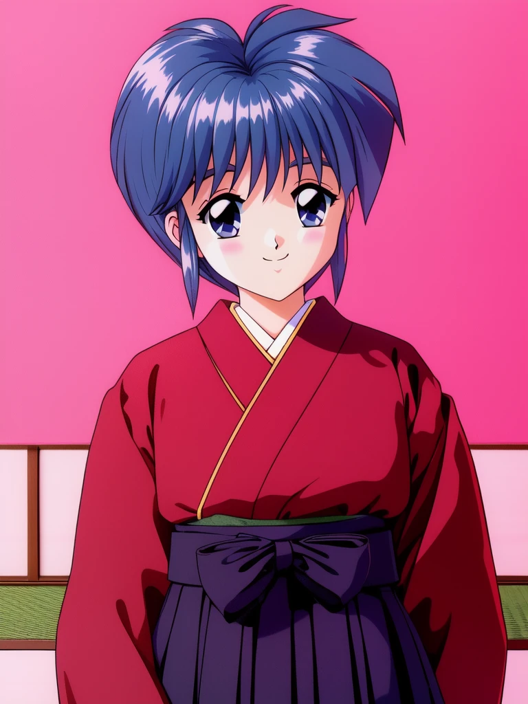 <lora:Nijino_Saki:0.8> NijinoSaki, 1girl, solo, japanese clothes, miko, hakama, hakama skirt, skirt, red hakama, smile, looking at viewer, retro artstyle, pink background, upper body, long sleeves,
Japanese room, tatami,
masterpiece, high quality, very_high_resolution, large_filesize, full color,