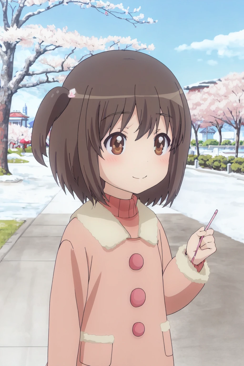 <lora:0 nonhonokaV2:1>, nonhonoka,a very young child,anime coloring,in spring,cherry blossoms,casual,