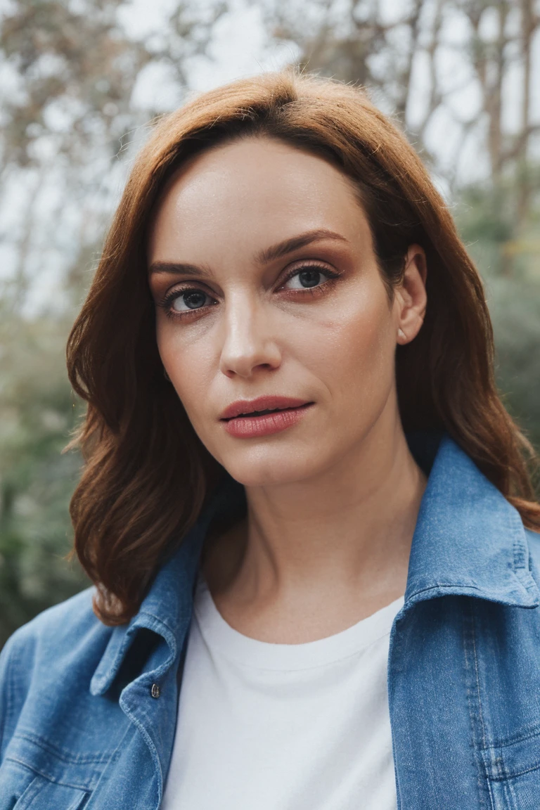 headshot, woman in denim jacket and white tee, soft colors, bokeh, masterpiece, high quality, (high detailed skin:1.1)
<lora:christina_hendricks_lora_v01:1> ch3nd