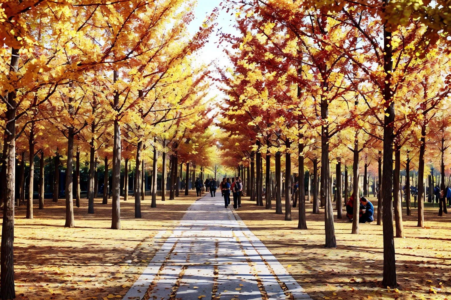 outdoors,<lora:ginkgo_v1:0.7>,ruanyi0001,crowd,people,<lora:detail_slider_v4:5>,autumn leaves,, best quality,masterpiece,high quality,real,realistic,super detailed,full detail,8K,