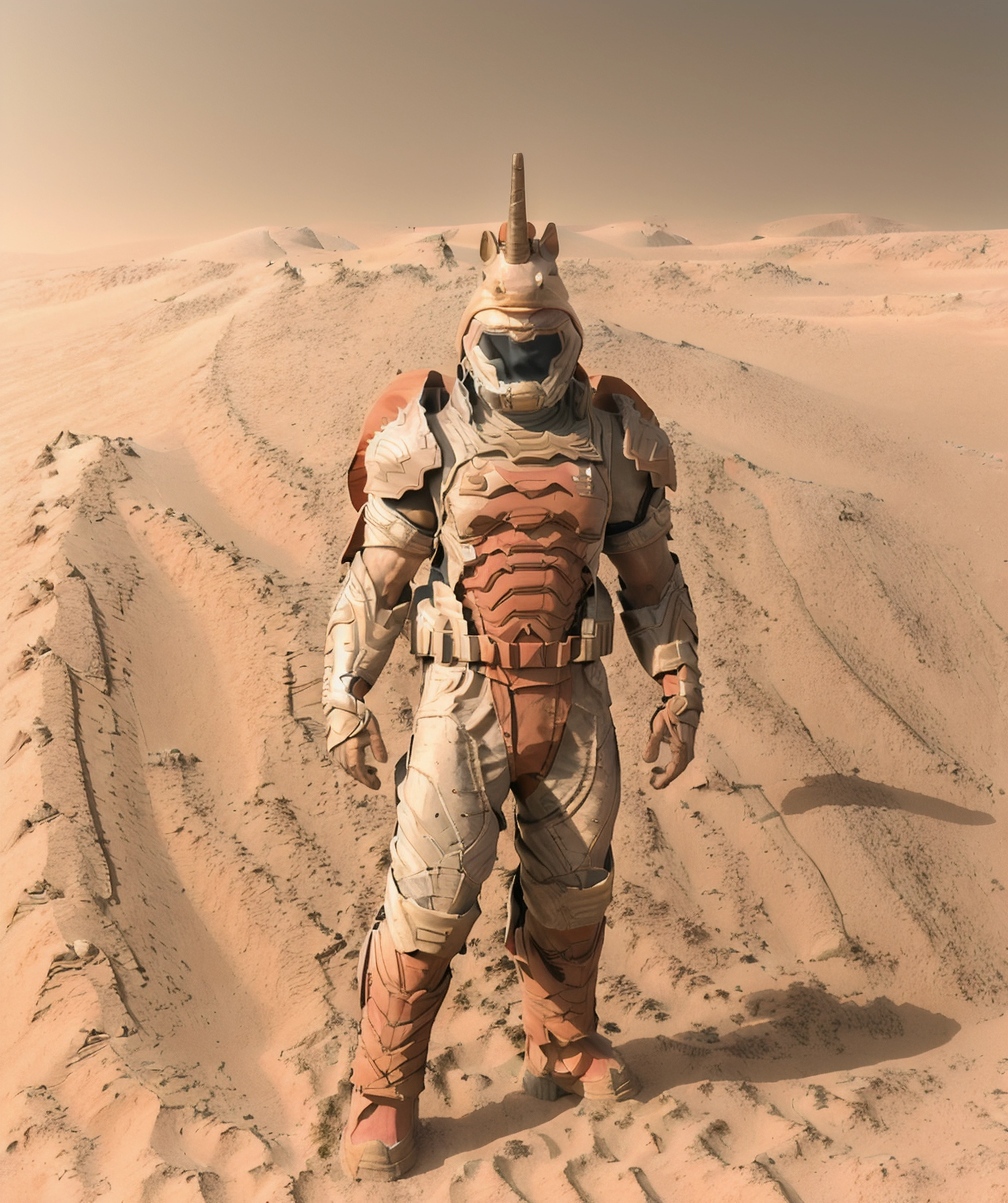 (realistic, mars surface, sand dust, sand dune, sandstorm:1.4), doomicorn, wing, visor, 1man, male focus, muscular, standing menancingly <lora:Doomicorn:0.85>