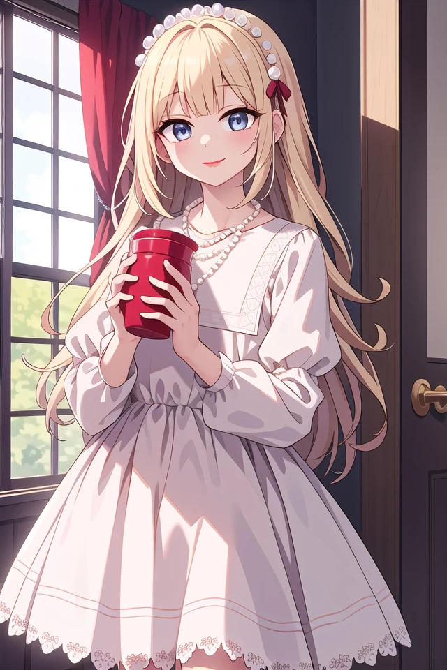 insanely detailed, absurdres, ultra-highres, ultra-detailed, best quality,
1girl, solo, nice hands, perfect hands,
BREAK
(dress, eyelashes, jewelry, lace trimmed dress, lace trim, lips, necklace, pearl necklace, red lips, white dress:1.3)
BREAK
happy smile, laugh, closed mouth, standing,
,
cute pose, cowboy shot, looking at viewer
BREAK
slender, kawaii, perfect symmetrical face, ultra cute girl, ultra cute face, ultra detailed eyes, ultra detailed hair, ultra cute, ultra beautiful,
BREAK
in hotel room
BREAK
large breasts, blonde long hair, bangs, (cleavage:-1.5)