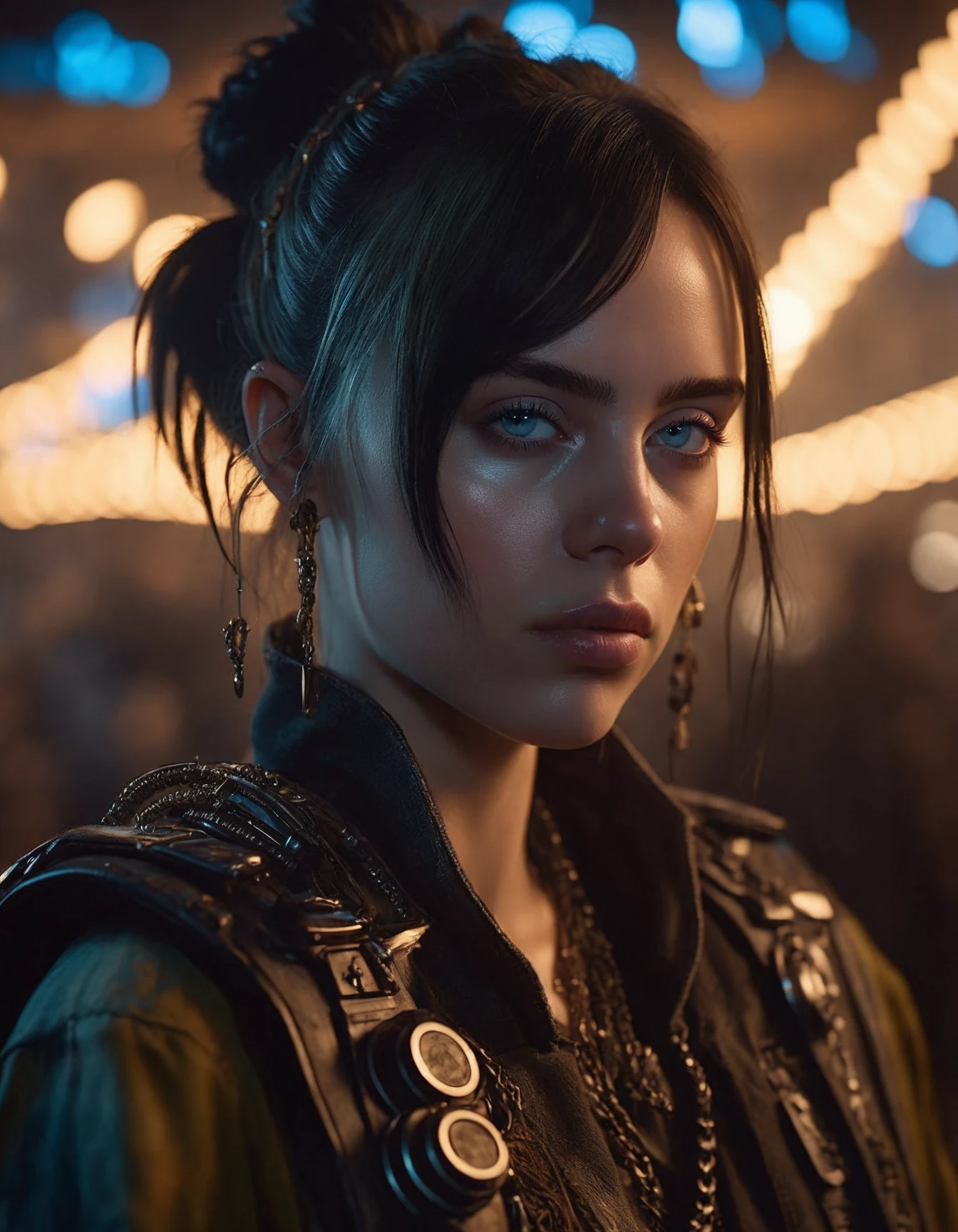 cinematic photo portrait of a gorgeous (((ohwx woman))) princedd, dynamic lighting, in the style of Jean-Baptiste Monge, dark ambiance, ink slpatters, flowers, realistic, sharp focus, illustration, octane render, unreal engine, 8k, high resolution, trending on artstation, sharp focus, studio photo, intricate details, highly detailed, by greg rutkowski, sharp focus, emitting diodes, smoke, artillery, sparks, racks, system unit, motherboard, by pascal blanche rutkowski repin artstation hyperrealism painting concept art of detailed character design matte painting, 4 k resolution blade runner <lora:billie_dh128_lora_v2:1.1> . 35mm photograph, film, bokeh, professional, 4k, highly detailed