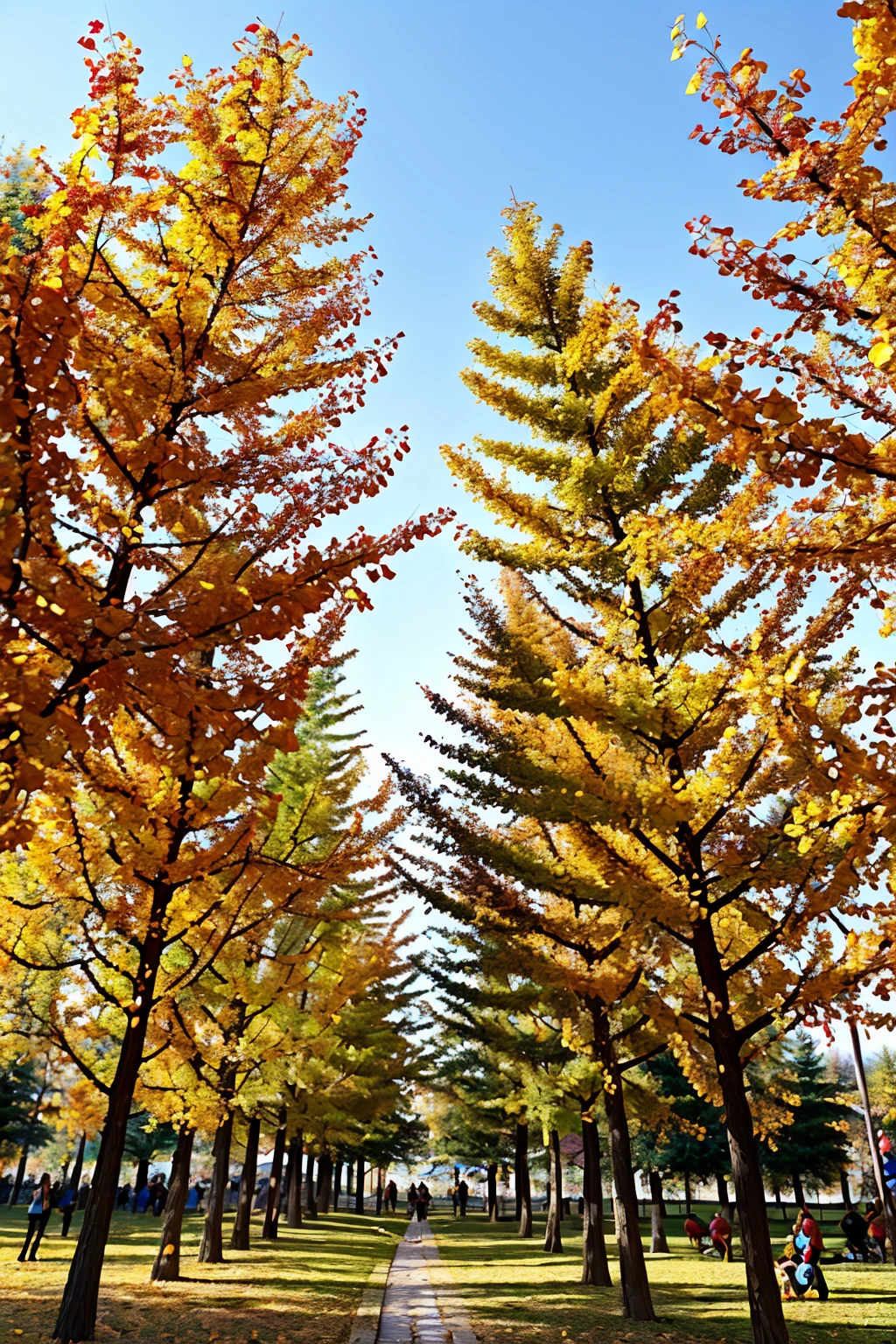 outdoors,<lora:ginkgo_v1:0.7>,ruanyi0001,crowd,people,<lora:detail_slider_v4:5>,autumn leaves,, best quality,masterpiece,high quality,real,realistic,super detailed,full detail,8K,