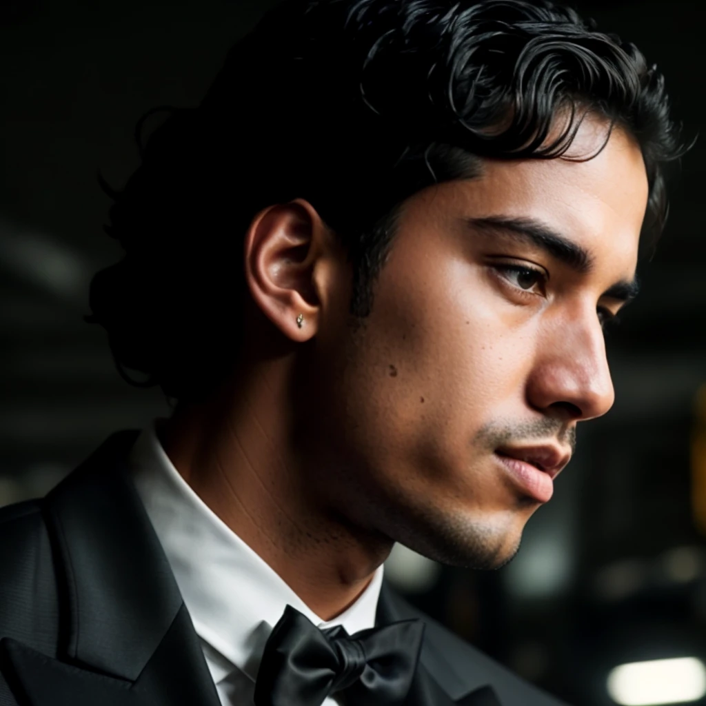 face portrait of eduardoabad person using a tuxedo, in blade runner, professional photography, high resolution, 4k, detailed photo,    <lora:eduardoabad_28800:1>