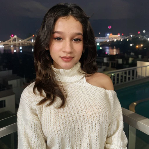 <lora:kavyaa_sd15_512_128_64_v1:1>kavyaa,1girl,looking at viewer, new years eve party fireworks in background, wearing a turtleneck sweater
