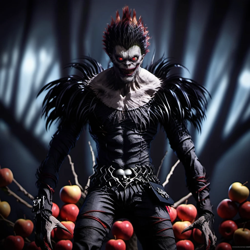 Ryuk1024, a demon, full body, red apple trees, highly detailed, photography, ultra sharp, film, bokeh, professional, 64k <lora:add-detail-xl:1.5> <lora:Ryuk1024-000544:0.8>