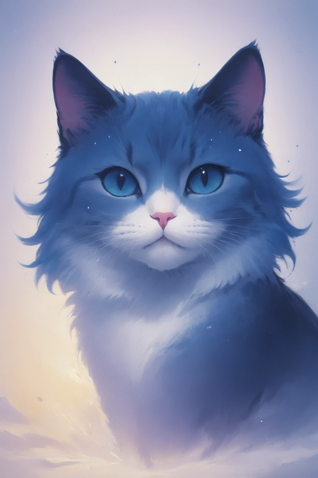 cosmic canvas, Royal blue hair simple background, painting of a cat, <lora:Cosmic_Canvas_SDXL:1>