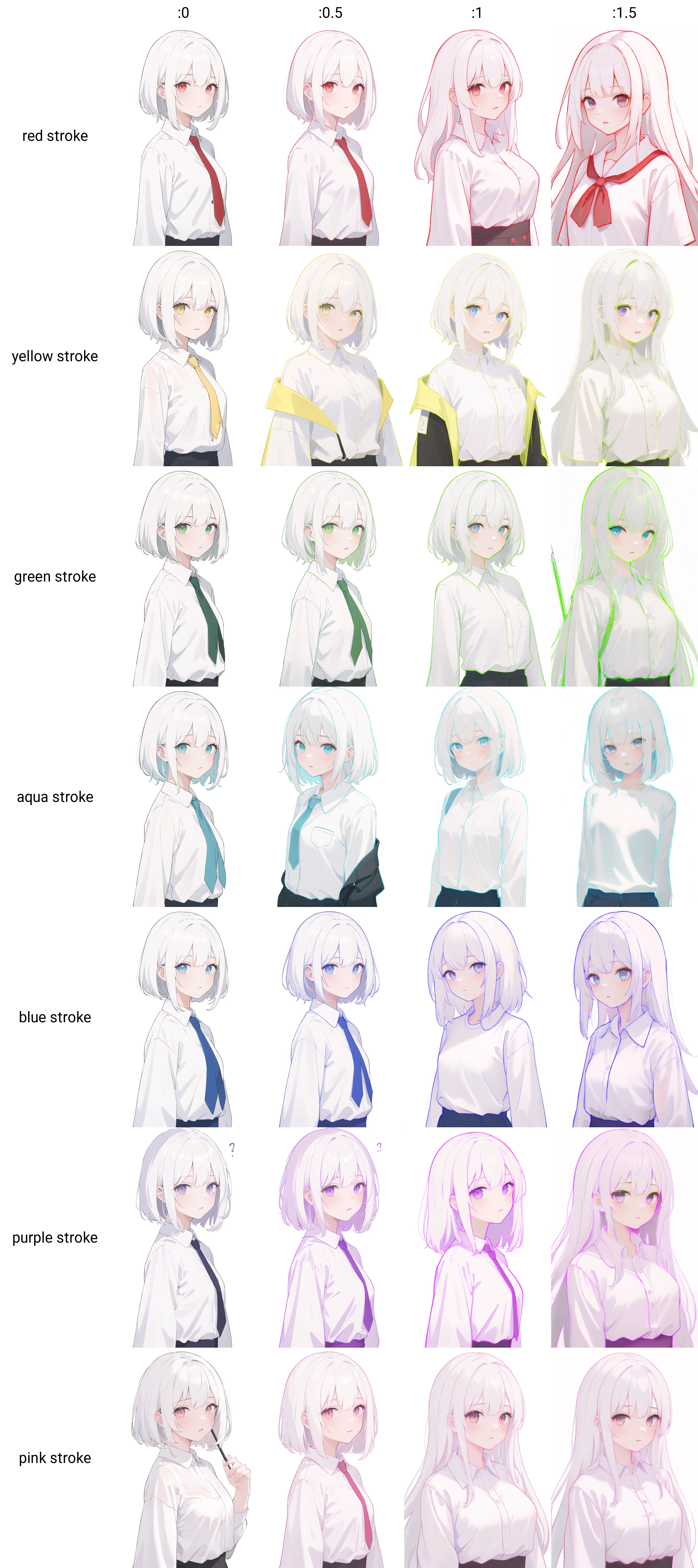 (best quality, masterpiece, highres),1girl,solo,upper body,white hair,white shirt,white background,
<lora:color stroke_v1.03:0>,red stroke,