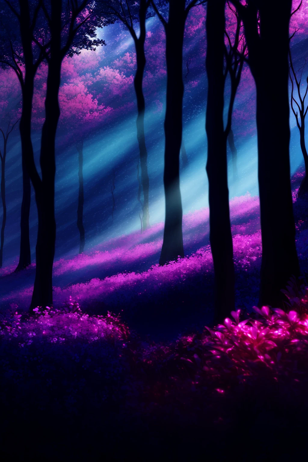 mclstyle, magical woods, unexplained lights, fantasy, otherworldy, mist, atmospheric, flowers, plants, day